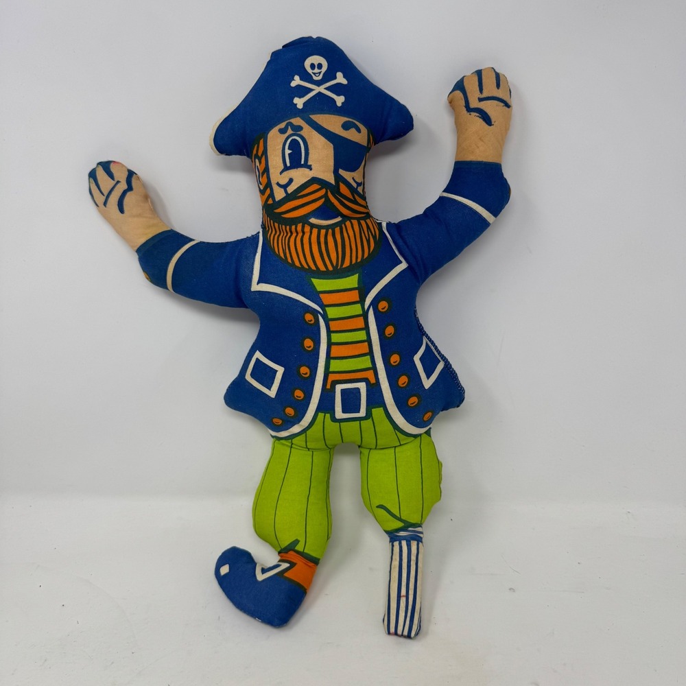 Vintage 1970's Long John Silvers Restaurant Merch Pirate Doll‎ Pillow Plush Rare